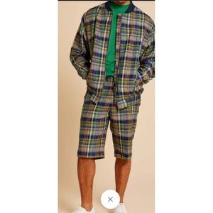 Inserch Jacket And Shorts Mens 3XL Multicolor Plaid 100% Linen Limited Edition‎